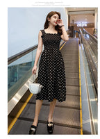 robe femme Summer Polka Dot Womens Dresses Elegant Square Neck