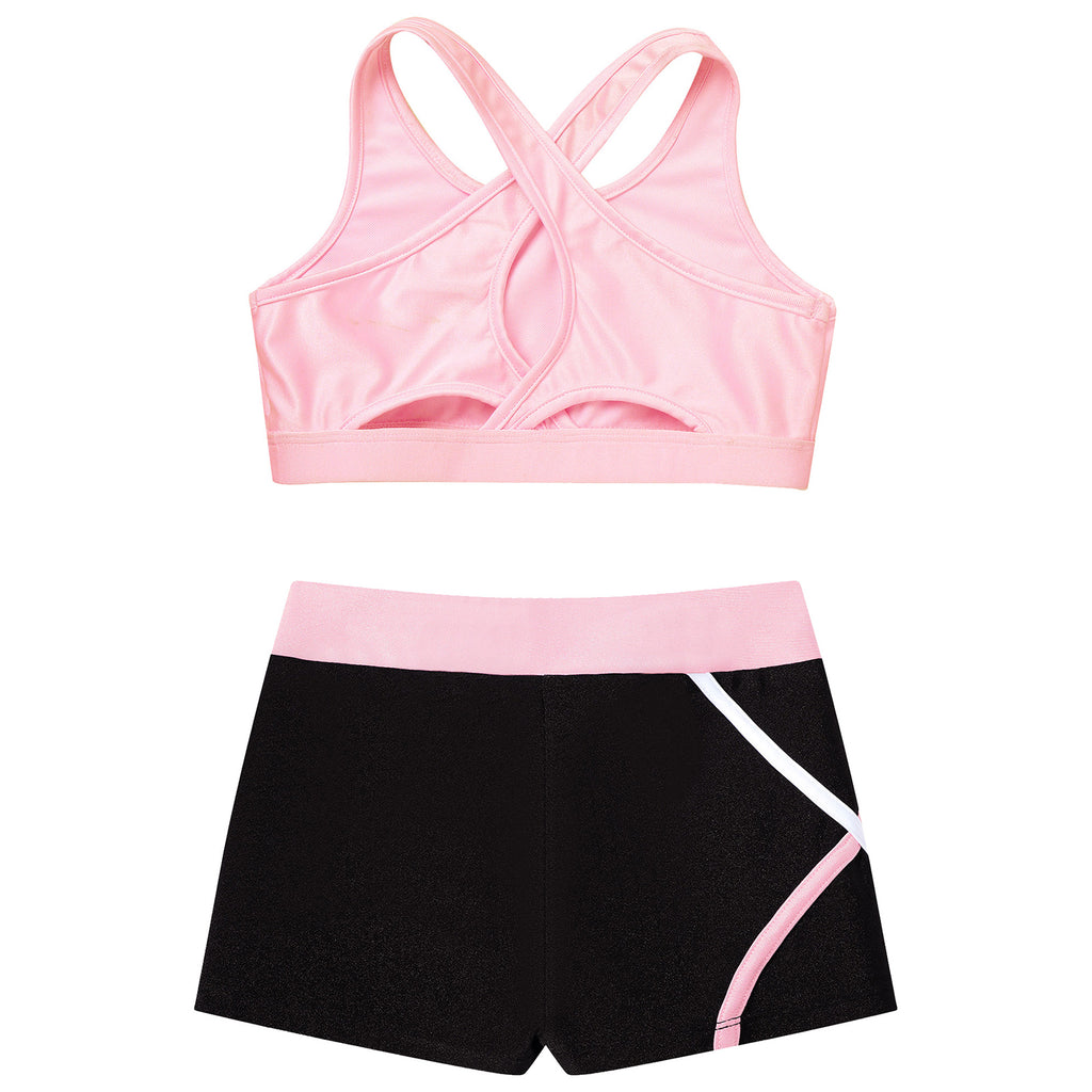 Children's Clothing Girls Ballet Dance Suits Crop Top + Shorts Sports Sets for Running Gym Workout Outfit 8 10 14 16 Kids Sets