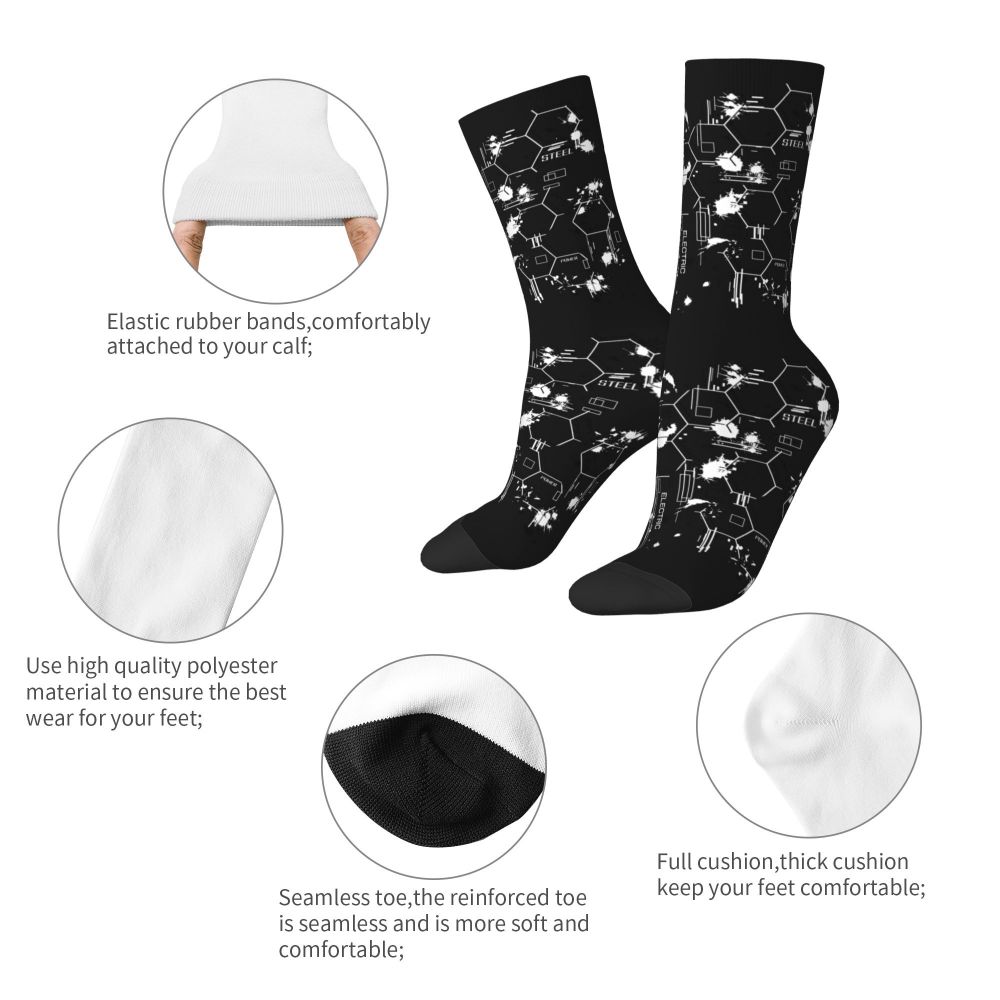 Techwear Men's Crew Socks Unisex Fun Japanese Future Tech Street Wear Style Spring Summer Autumn Winter Dress Socks