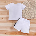 2pcs IURNXB Baby Clothes Set Infant Short Sleeve Tees+Shorts Cartoon Checked Bear Print Cute Kids Tops Pants Casual Suits 3-24M