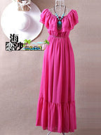 2024 Summer ruffle bohemia chiffon dress vestidos femininos tropical