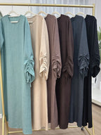 Vestidos Muslim Women Dubai Abaya Drawstring Sleeve Long Dress Kaftan