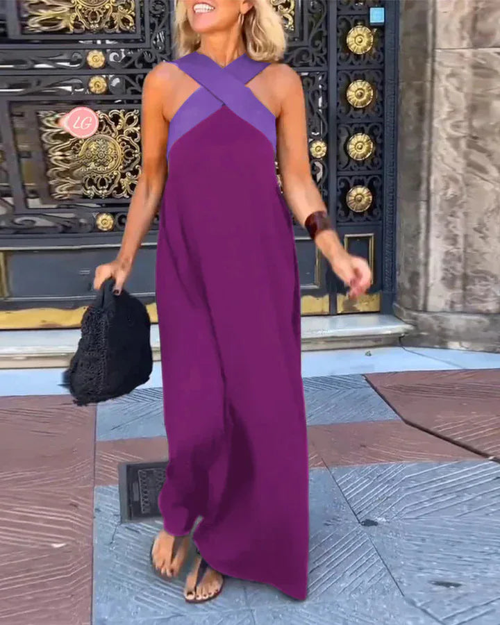 Summer Fashion Dresses For Women Sleeveless Solid Color Square-neck Casual Simple Elegant Suspender Loose Long Dresses 2025 New