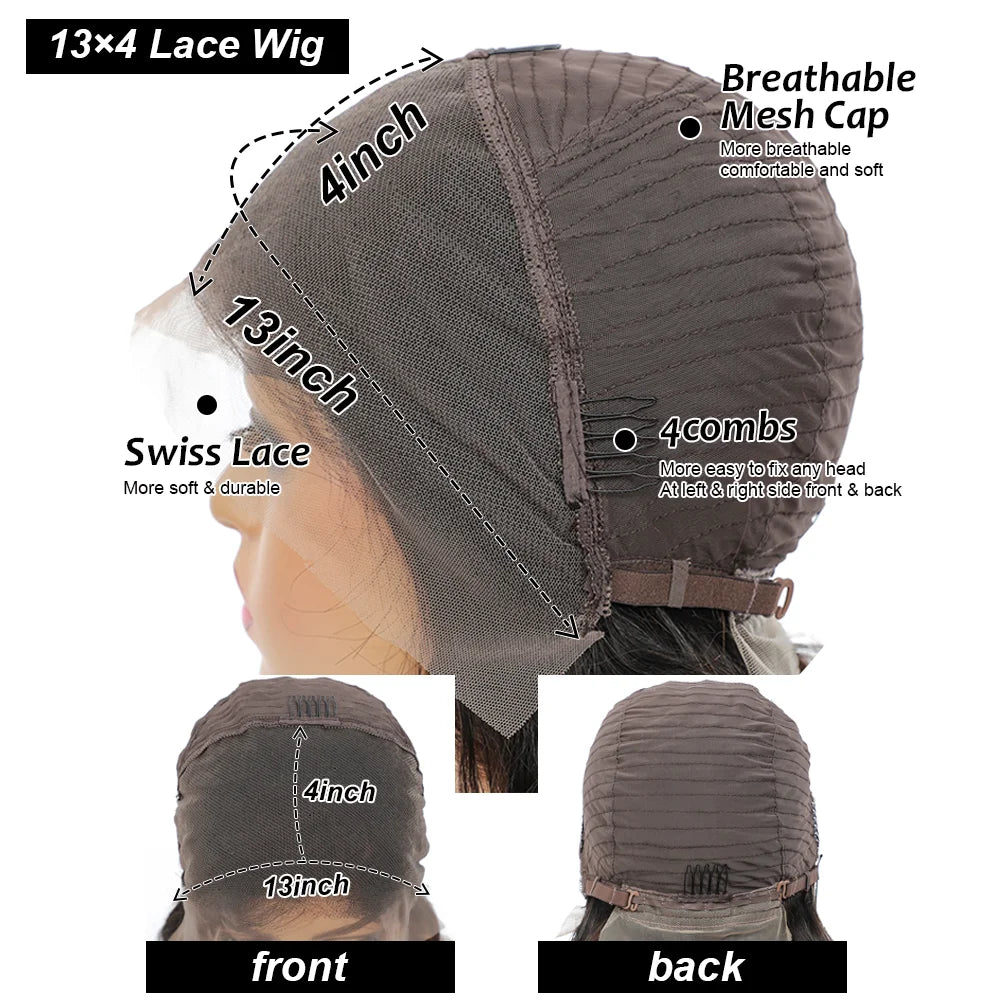 Bob Wig Human Hair 13X4 Lace Frontal Bob Wigs For Black Women Human Hair Glueless Straight Bob Lace Front Wig Natural Color Wigs