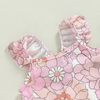 Baby Girls Swimwear Infant Off Shoulder Sleeveless Floral Print