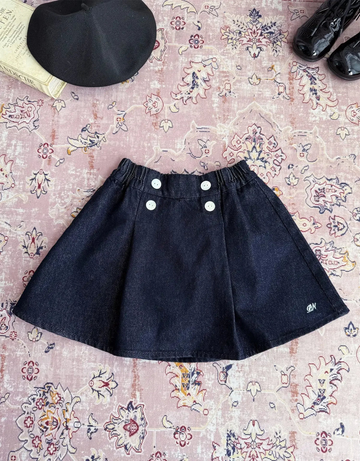 Teen Girl Clothes Children  Waist Shell Button Denim Skirt and Top Kids Versatile Casual Outfits Costumes Vintage Girls Elastic