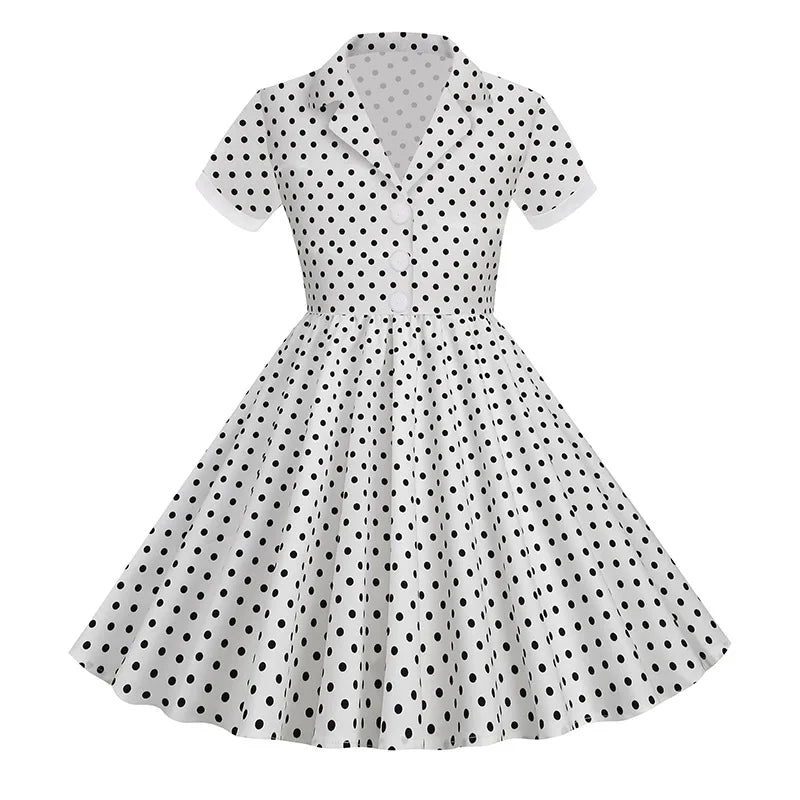 Vintage Dot Dress for Kids Girl Cosplay Party Princess Summer Prom Dress School Performance Clothing Full Pringting Children Dre