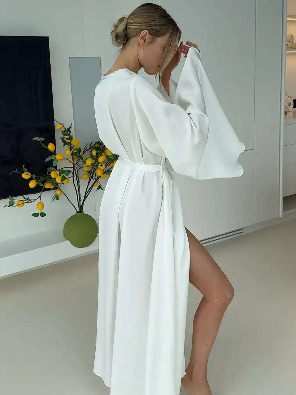 Robe longue femme d’hiver – Ceinture et manches longues