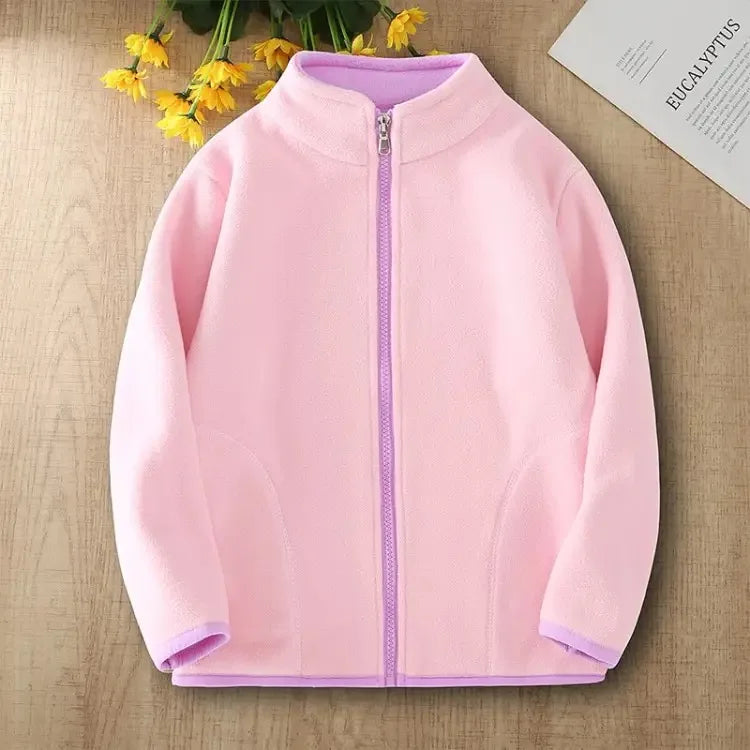 Manteau Polaire Enfant À Capuche – Double Polaire Chaud Zipé 2-14 Ans