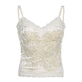 French retro velvet lace small suspender women's interior sexy backless lace V-neck vest base short top