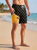 3D Print 2 in 1 Mens Swim Trunks Summer Quick Dry Beach Shorts with Phone Pocket Swimwear Swimsuit Bathing Suit  Board Shorts