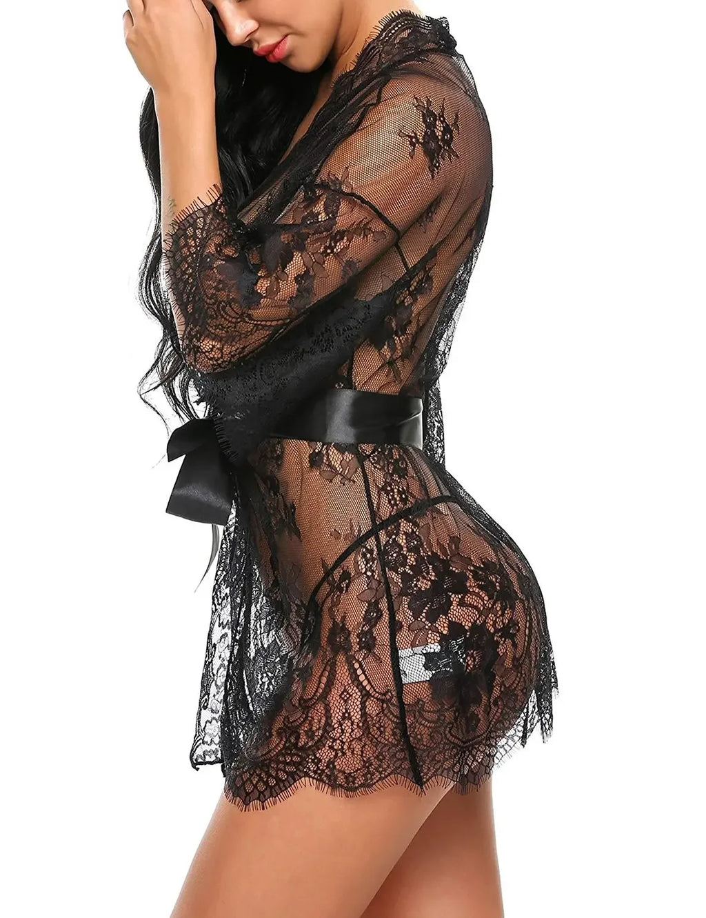 Kimono Dentelle Transparent Femme