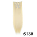Synthetic 24Inch 16 Clips in Hair Extensions Long Straight Hairstyle Blonde Black Hairpieces Heat Resistant False Hair Daily Use