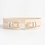 Ceinture Élastique Décorative Femme – Double Boucle PU Robe et Manteau