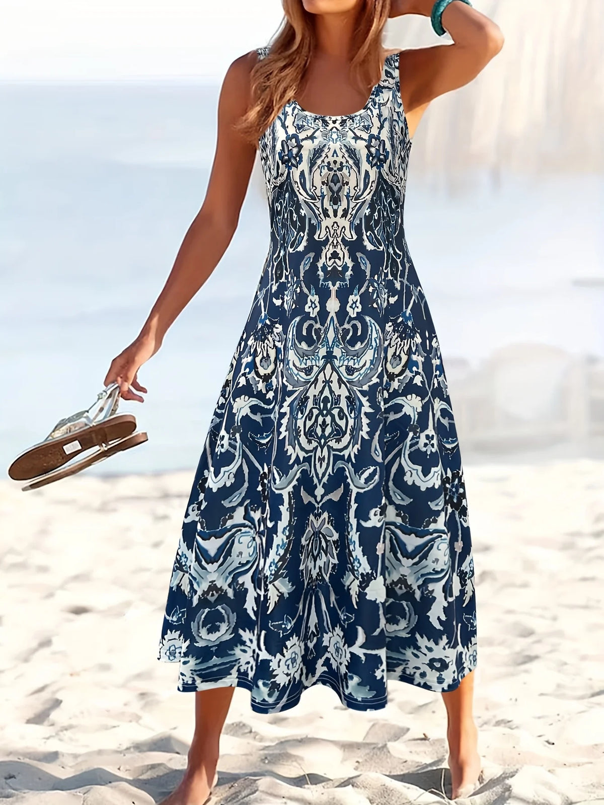 New Women's Casual Dresses New Fashion Vacation Style Floral Print Women'S Dress Female clothing Long Dresses Ladies Boho Dress