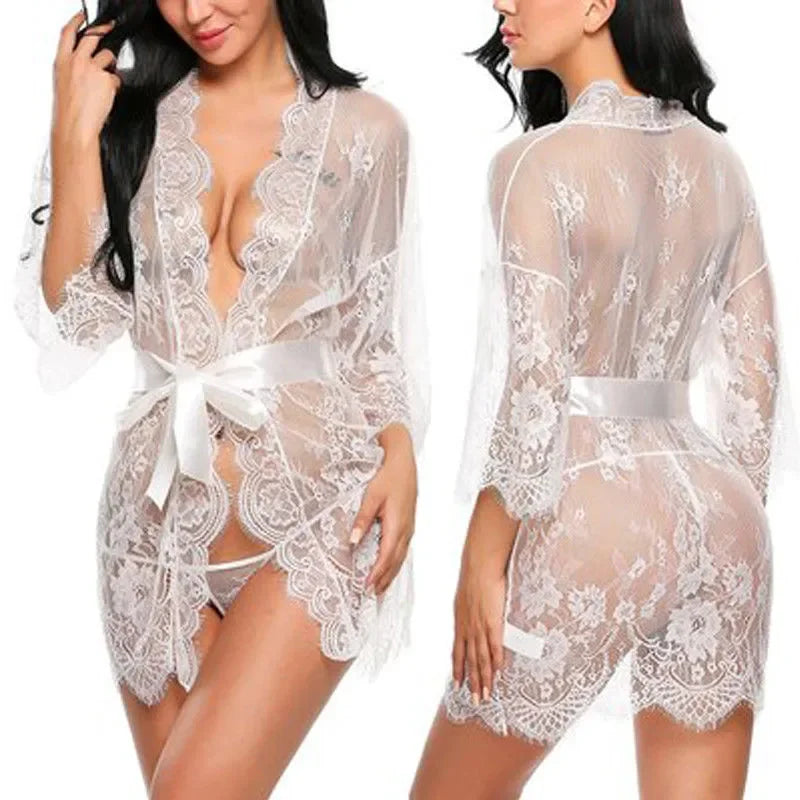 Kimono Dentelle Transparent Femme