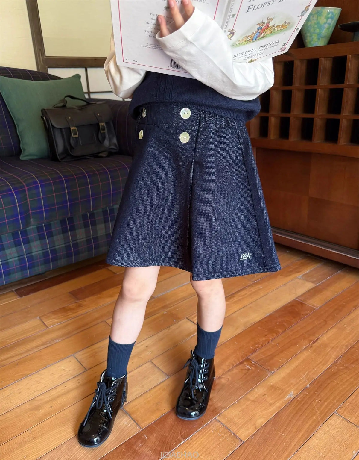 Teen Girl Clothes Children  Waist Shell Button Denim Skirt and Top Kids Versatile Casual Outfits Costumes Vintage Girls Elastic
