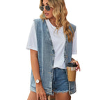 2025 Newest Fashion Denim Vest For Women Sleeveless Casual Loose Long Jeans Jacket Coat Street Hipster Female Clothing S-XXL
