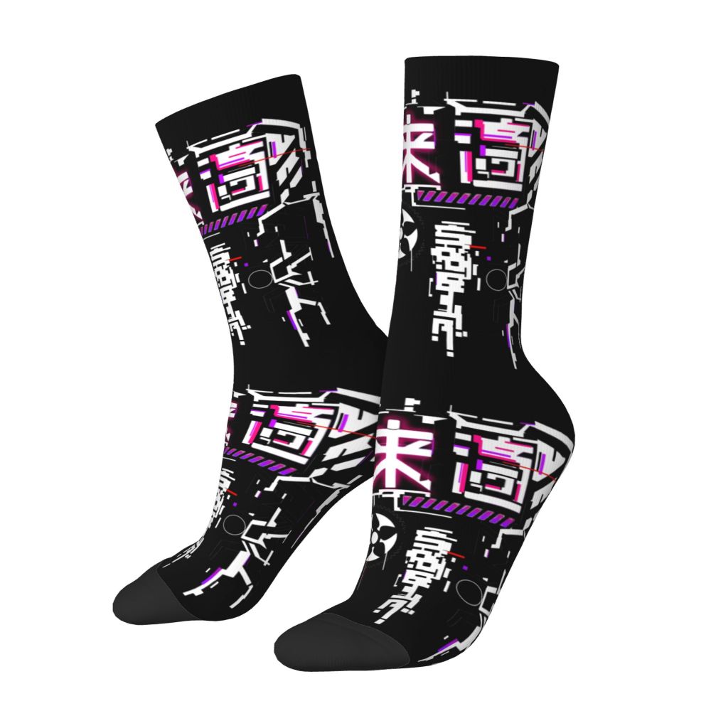 Techwear Men's Crew Socks Unisex Fun Japanese Future Tech Street Wear Style Spring Summer Autumn Winter Dress Socks