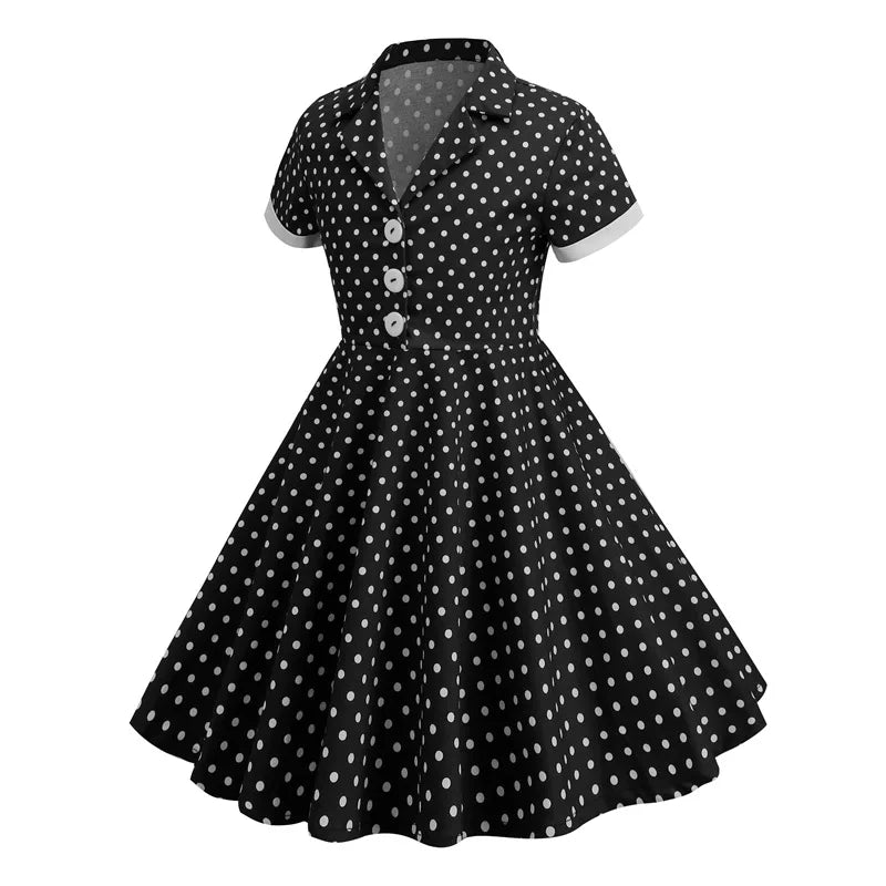 Vintage Dot Dress for Kids Girl Cosplay Party Princess Summer Prom Dress School Performance Clothing Full Pringting Children Dre