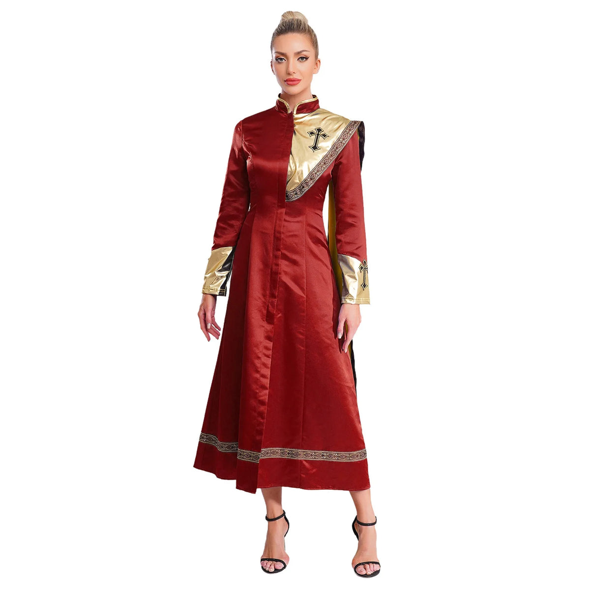 Robe longue femme asymétrique – Détails brillants
