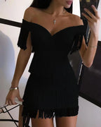 Robe de soirée femme à franges
