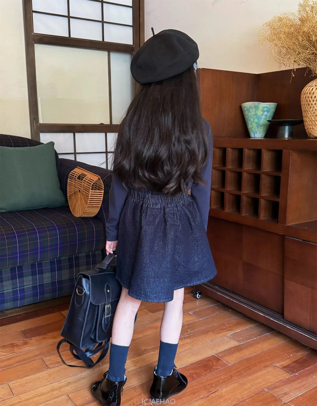 Teen Girl Clothes Children  Waist Shell Button Denim Skirt and Top Kids Versatile Casual Outfits Costumes Vintage Girls Elastic