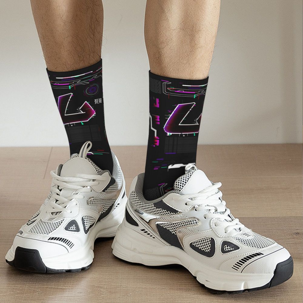 Techwear Men's Crew Socks Unisex Fun Japanese Future Tech Street Wear Style Spring Summer Autumn Winter Dress Socks