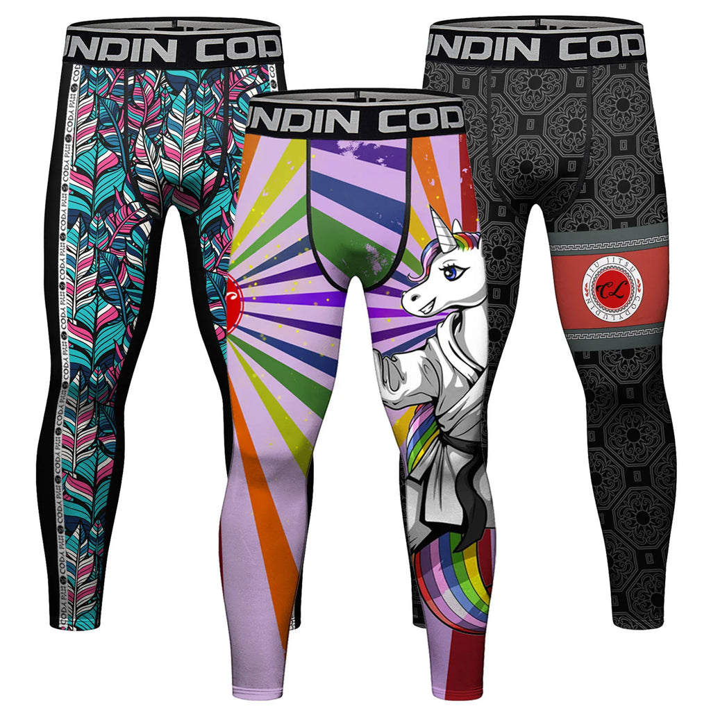 Legging Compression MMA Homme – BJJ Kickboxing Fitness Impression 3D