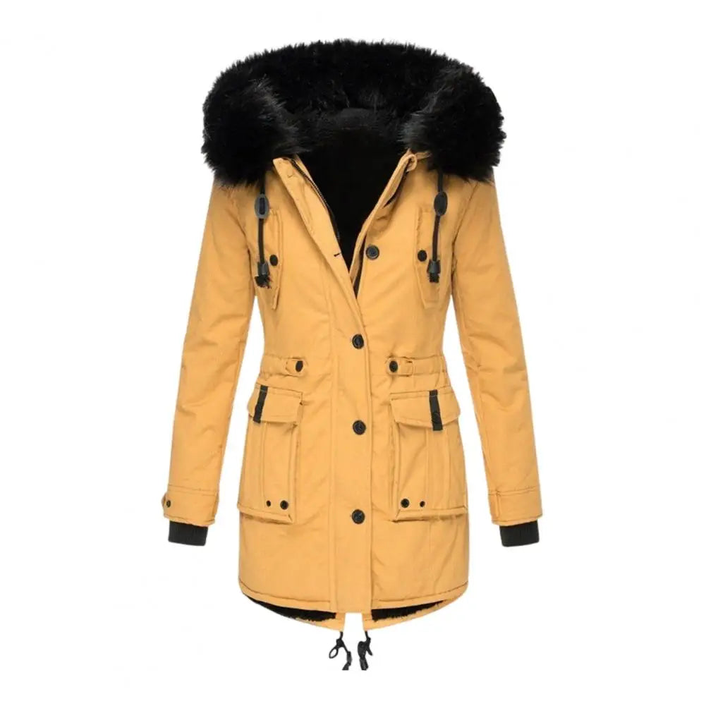 Adding Velvet Thickening Overcoming Outerwear Women's Cotton Jacket 2025 Winter Item Slimming Cotton Coat Outwear Jacket
