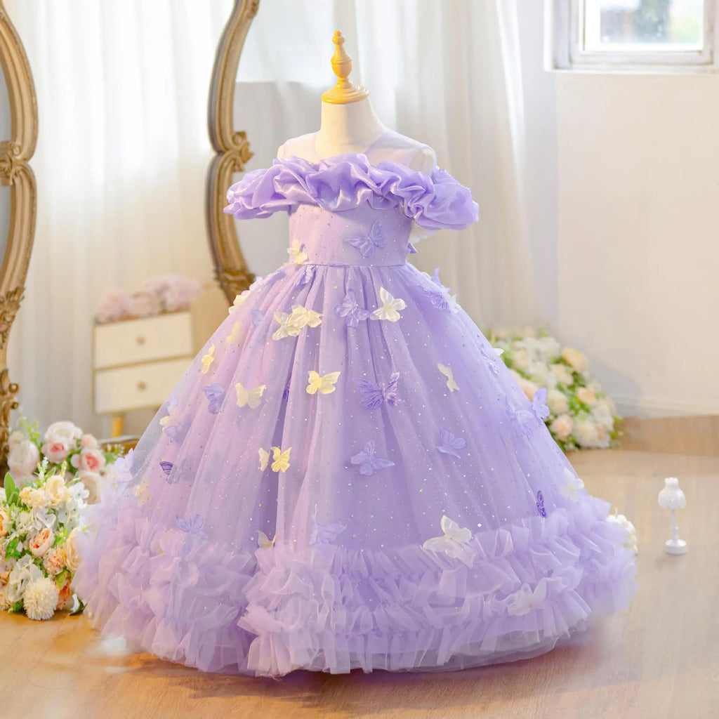 2026 New 4-12 Year Old Robe Princess Dress Flower Girl Wedding Dress Fashionable Party Dress Lace Mesh Elegant Girls' Clothing