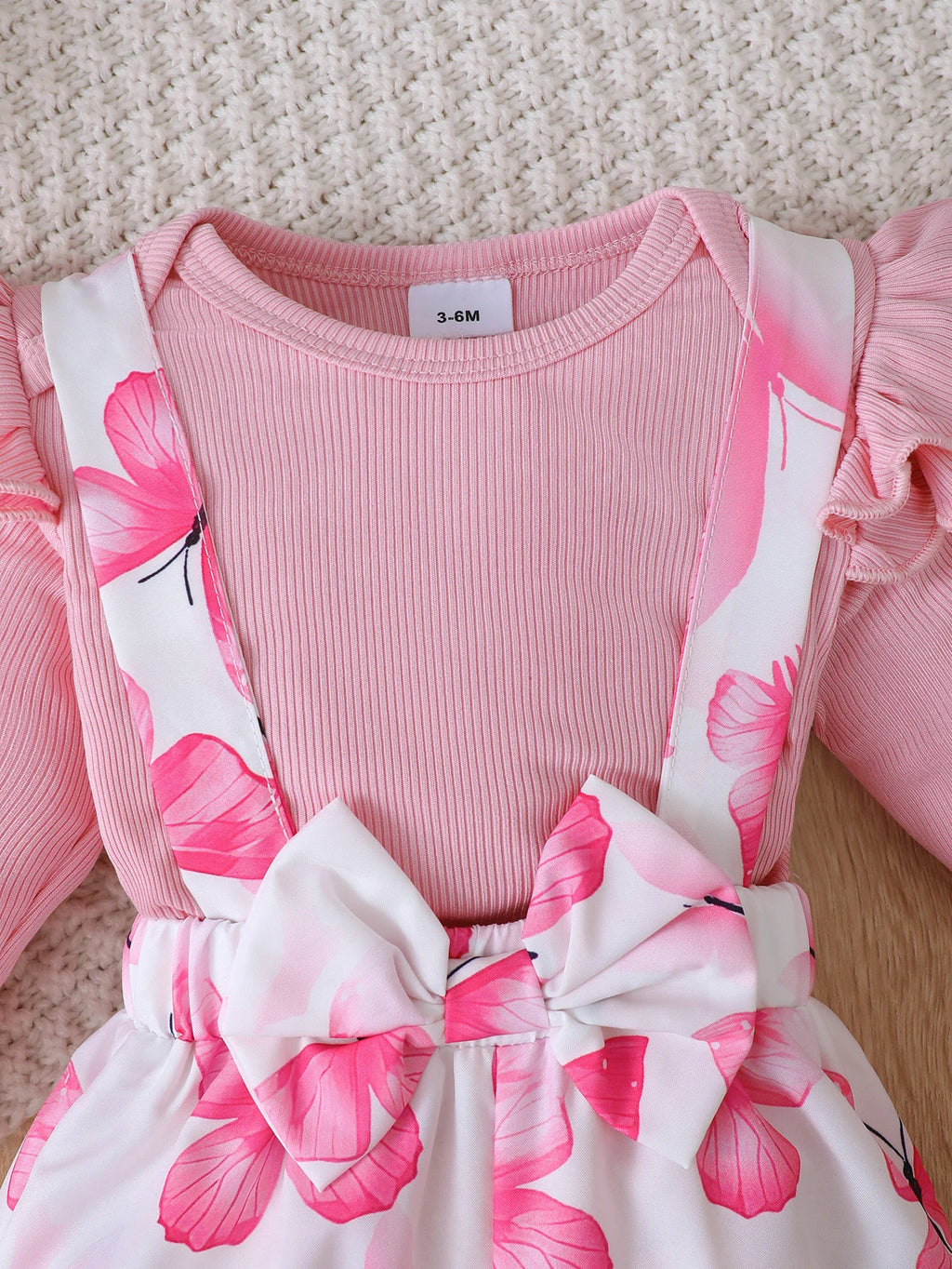 3Pcs Baby Girl Set Flying Sleeve Pit Strip jumpsuit+Printed Strap Pants+Headband Set 0-24 Months Baby Girl Spring Autumn Set