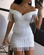 Robe de soirée femme à franges