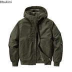 New 2026 Men's Thicken Warm Cotton Jackets Autumn Winter Fleece-lining Loose Casual Hooded Cargo Coats Men Parkas Jackets M-6XL