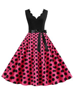 Women Dot Print Dress Summer Sexy V-neck Sleeveless Elegant Vintgae Party Dress Vestidos  S~3XL Robe Femme