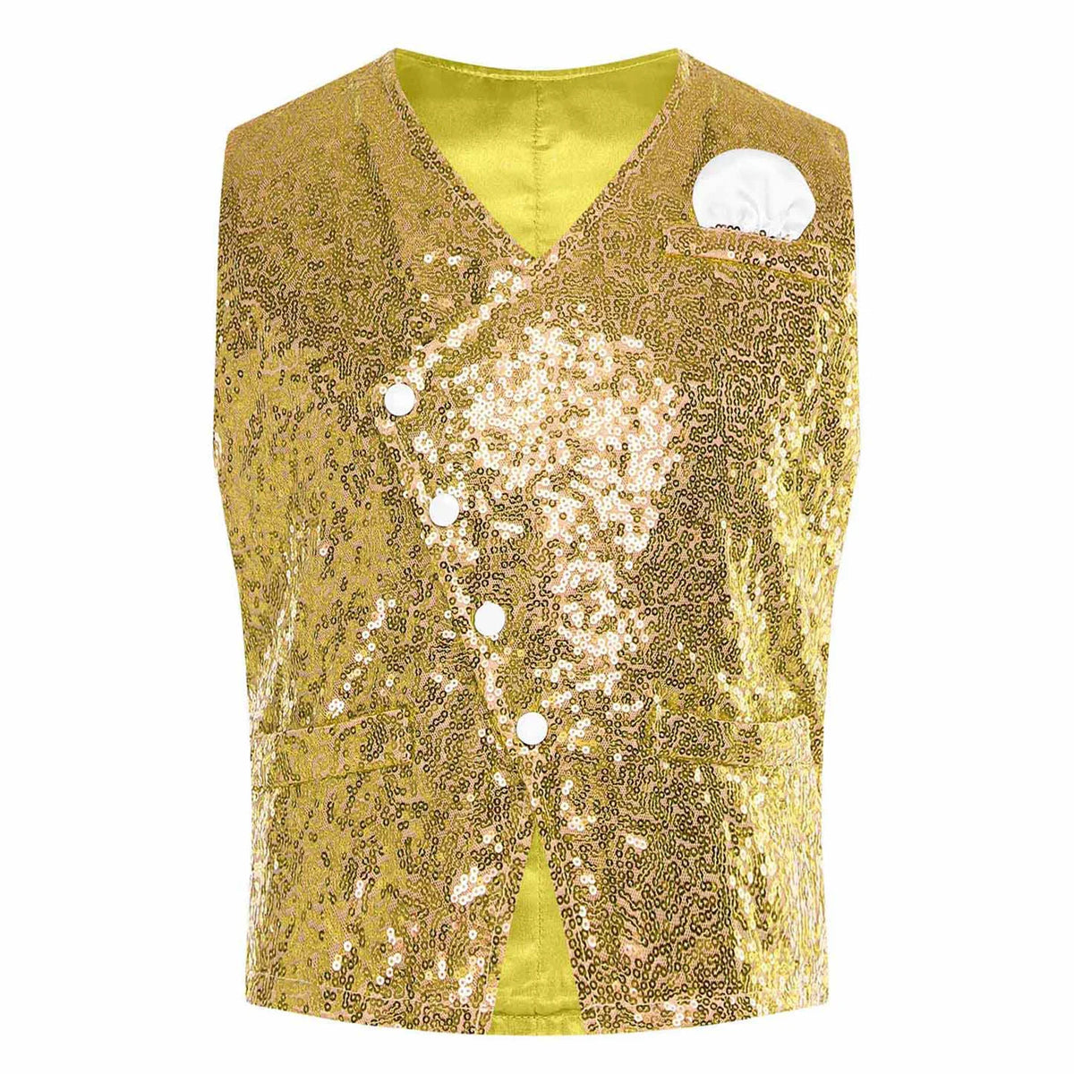 Kids Boys Glittery Sequin Waistcoat Fashion Childs Button-down Vest Tank Top for Birthday Party Prom Dance Wedding Costume Vests