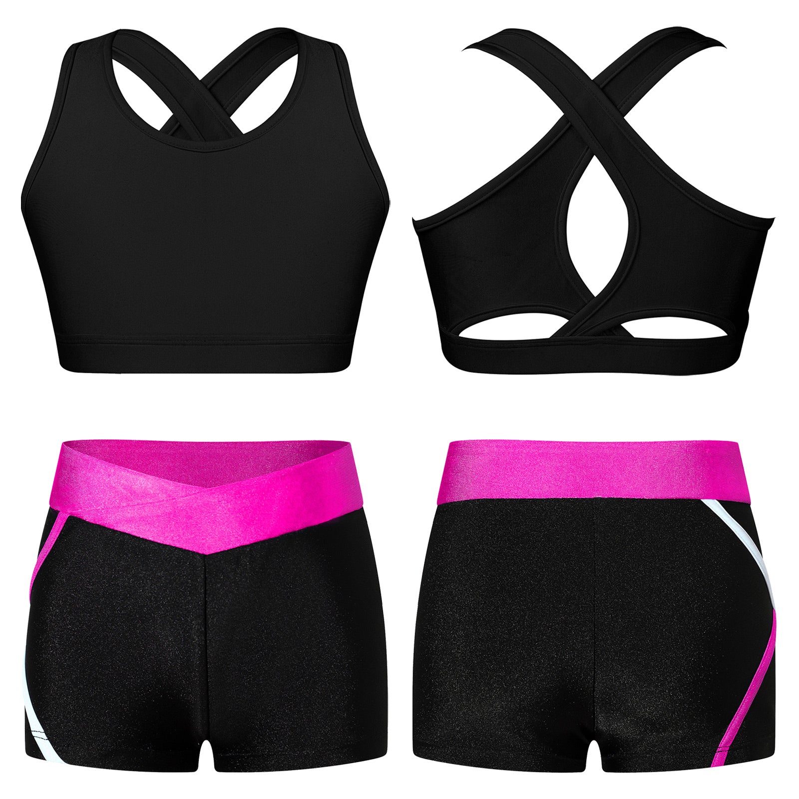 Children's Clothing Girls Ballet Dance Suits Crop Top + Shorts Sports Sets for Running Gym Workout Outfit 8 10 14 16 Kids Sets