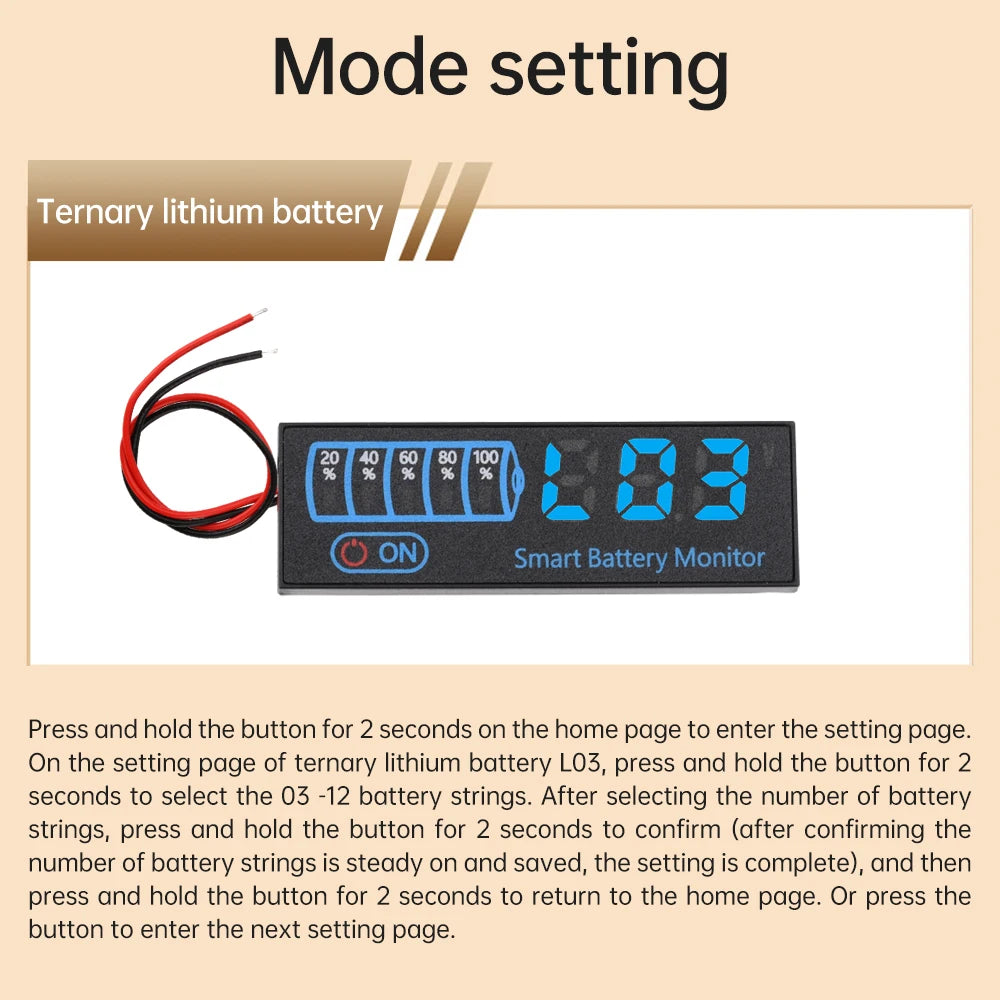 Indicateur de Charge Batterie LED DC 7-55V