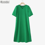 Robe femme ZANZEA col V – Manches courtes et coupe ample