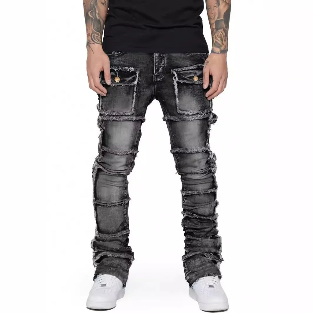 Jean homme évasé avec patch – Workwear streetwear