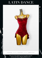 New Velvet Latin Dance Party Dress Sexy Adult Womens Short Skirt Ballroom Costume Cha-Cha Line Suit Girls Sport Party Customized
