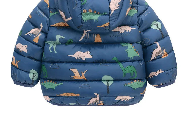 Doudoune Enfant Dinosaure À Capuche – Chaude Hiver 1-6 Ans Unisexe