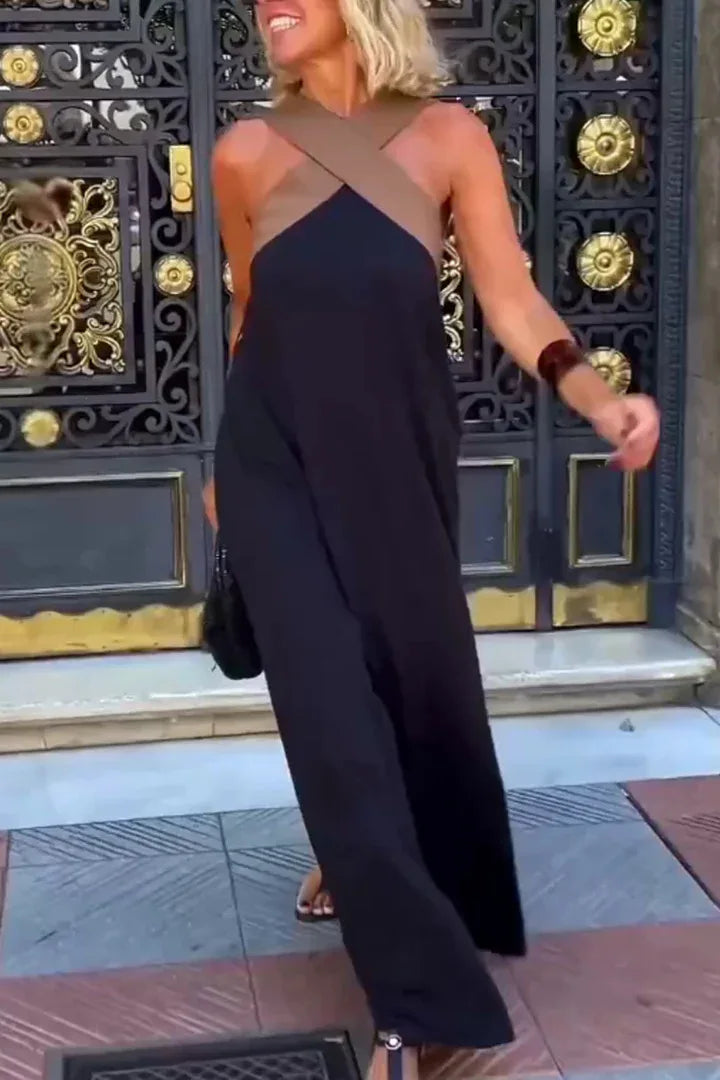 Summer Fashion Dresses For Women Sleeveless Solid Color Square-neck Casual Simple Elegant Suspender Loose Long Dresses 2025 New