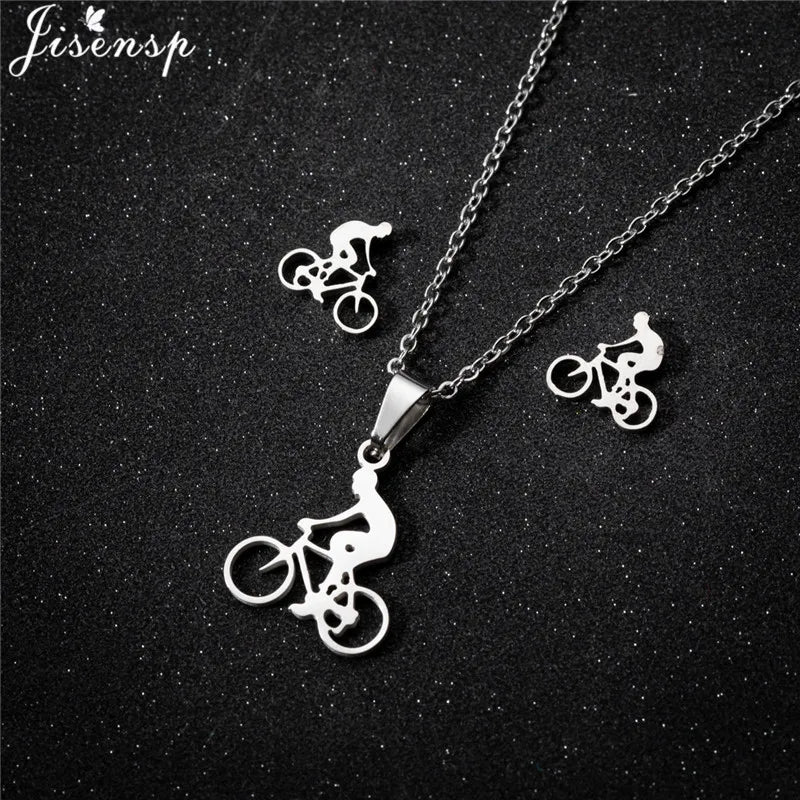 Parure Bijoux Femme Minimaliste – Collier + Boucles d’Oreilles Acier Inoxydable