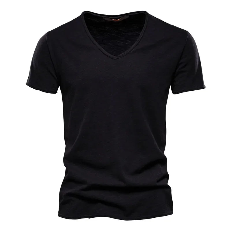 T-shirt homme en coton – Col V slim casual