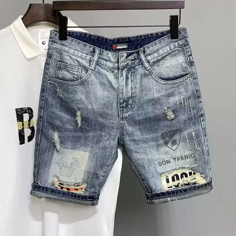 Short en jean homme Y2K – Coupe ample streetwear délavée