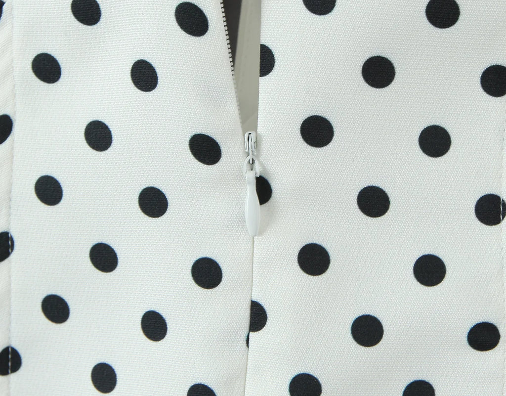 YENKYE French Style Retro Polka Dot Deep V Halter Dress Women Sexy Backless A-line Slim Sweet Elegant Mini Dresses Summer Robe