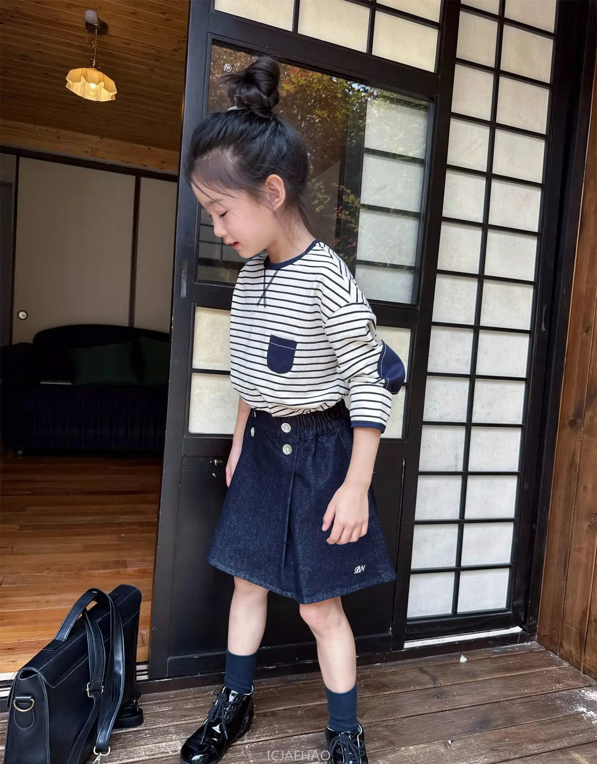 Teen Girl Clothes Children  Waist Shell Button Denim Skirt and Top Kids Versatile Casual Outfits Costumes Vintage Girls Elastic