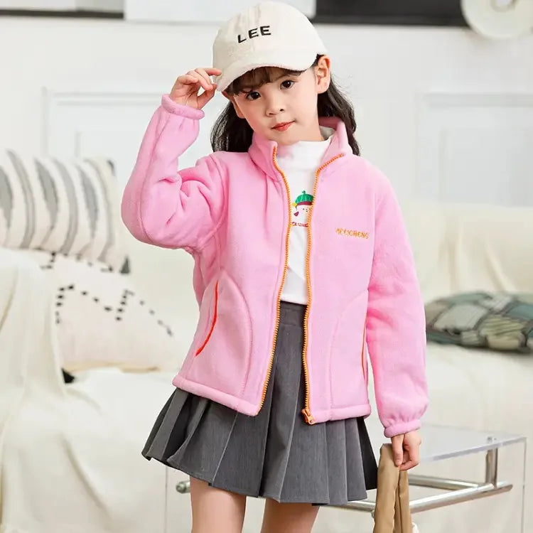 Manteau Polaire Enfant À Capuche – Double Polaire Chaud Zipé 2-14 Ans