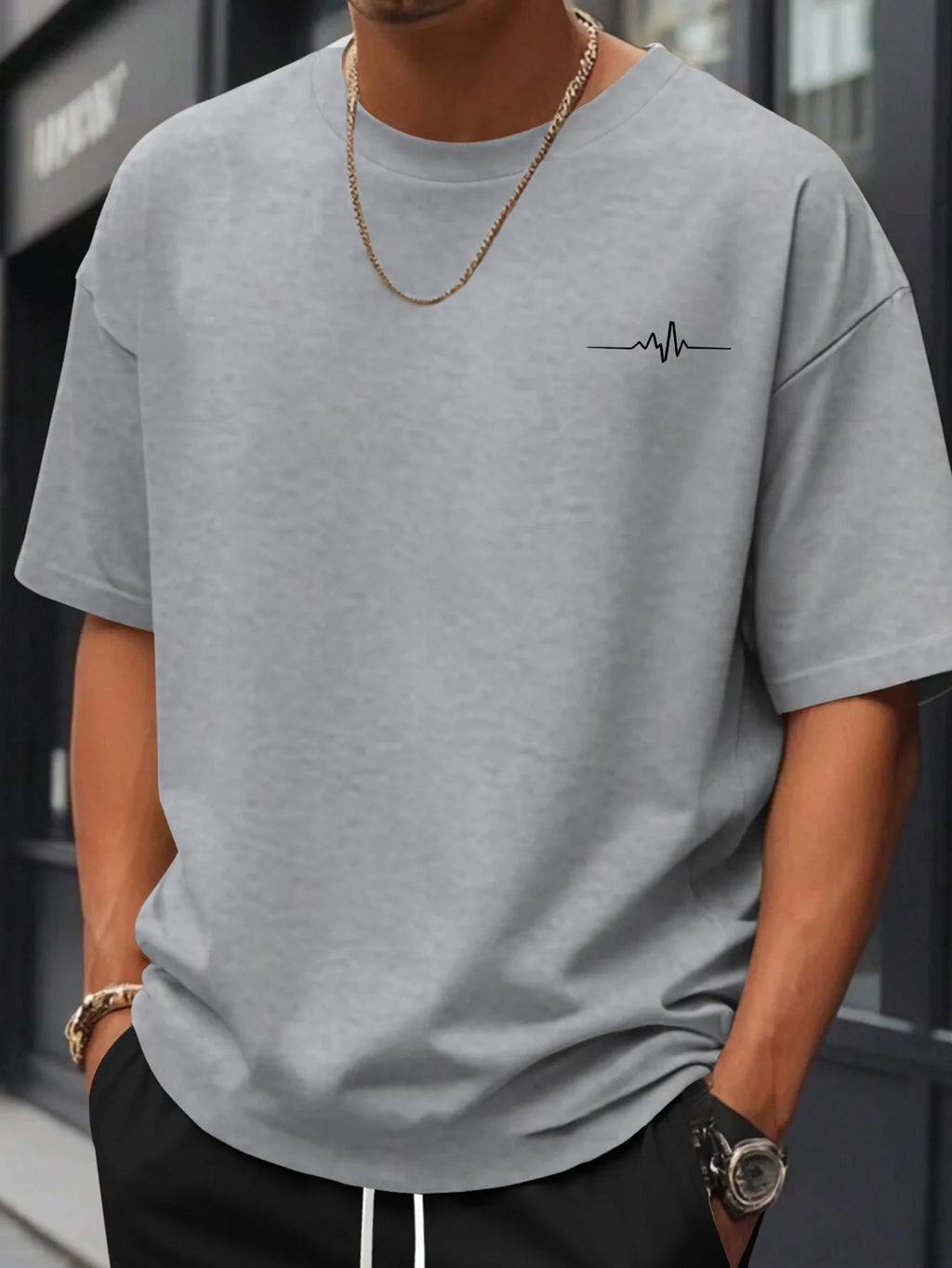 2026 Summer Best-selling Men's Pure Cotton T-shirt Street Casual Fashion Soft and Breathable Simple Stripes Pattern Print